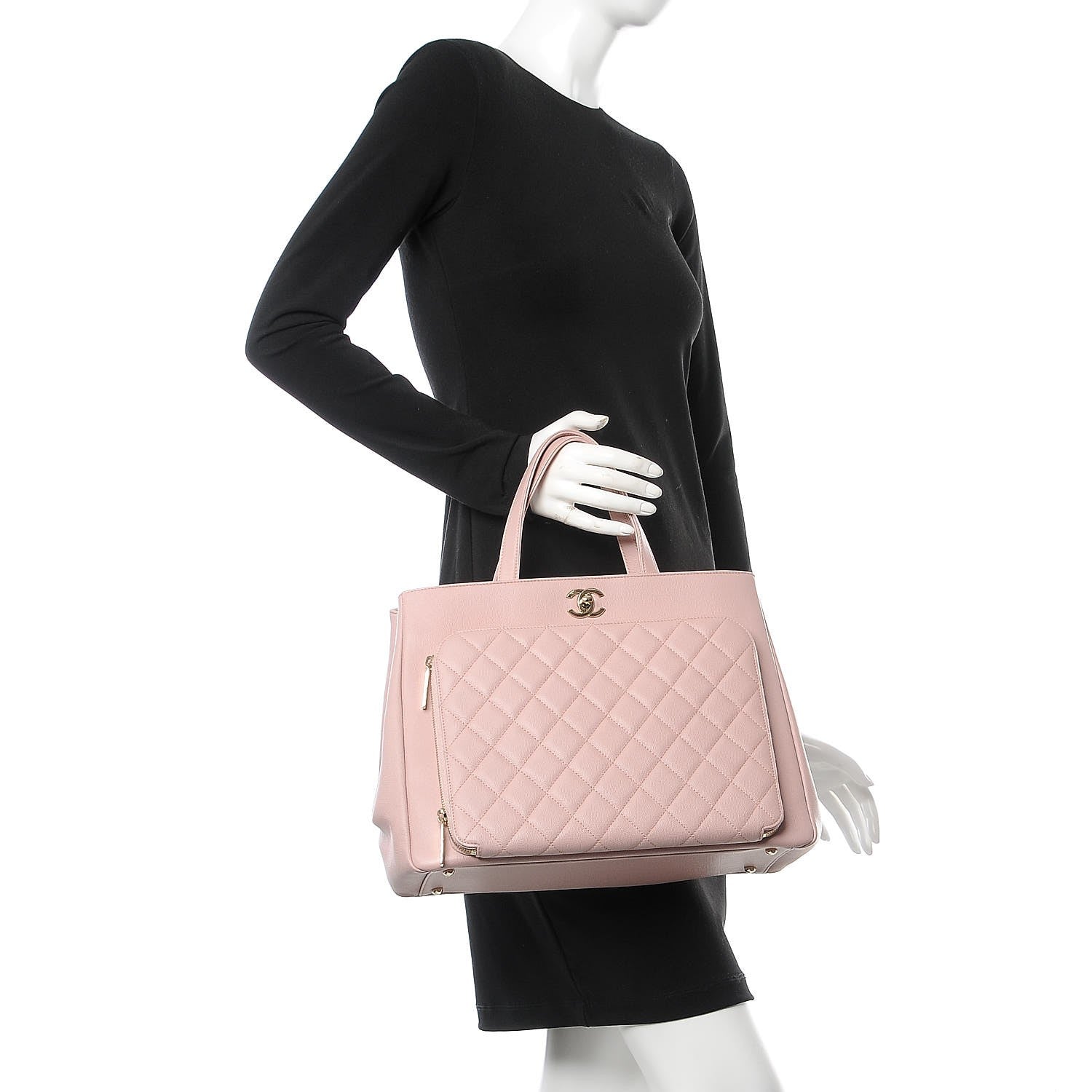 Chanel Caviar Quilted Large Business Affinity Shopping Bag Light Pink 2 of 8