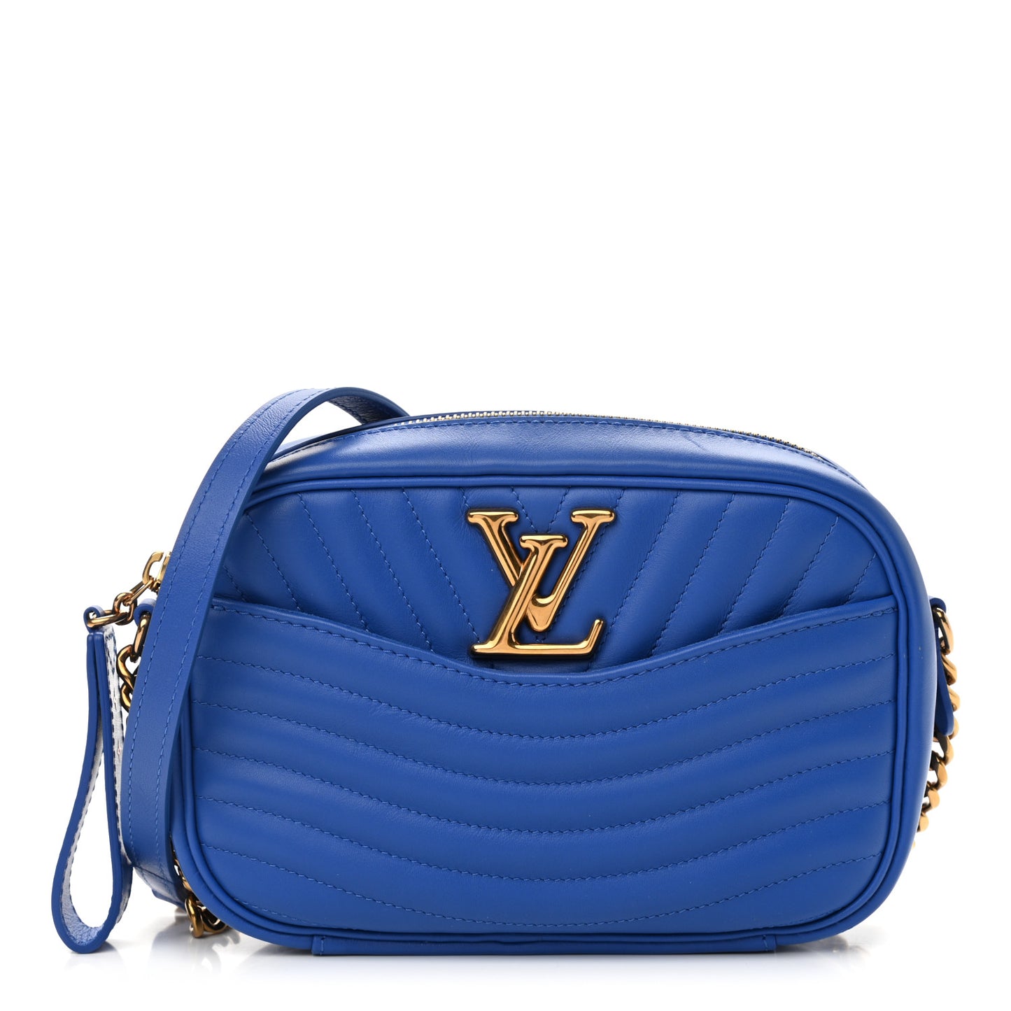 Calfskin New Wave Camera Bag Bleu Neon