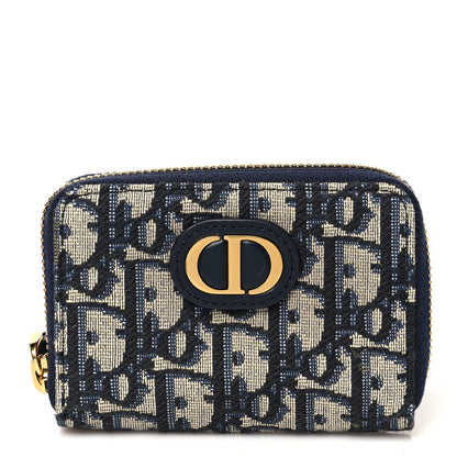Christian Dior Oblique 30 Montaigne Voyageur Coin Purse Blue 1 of 9