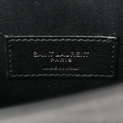 Saint Laurent Calfskin Crocodile Embossed Uptown Monogram Clutch Black 6 of 7