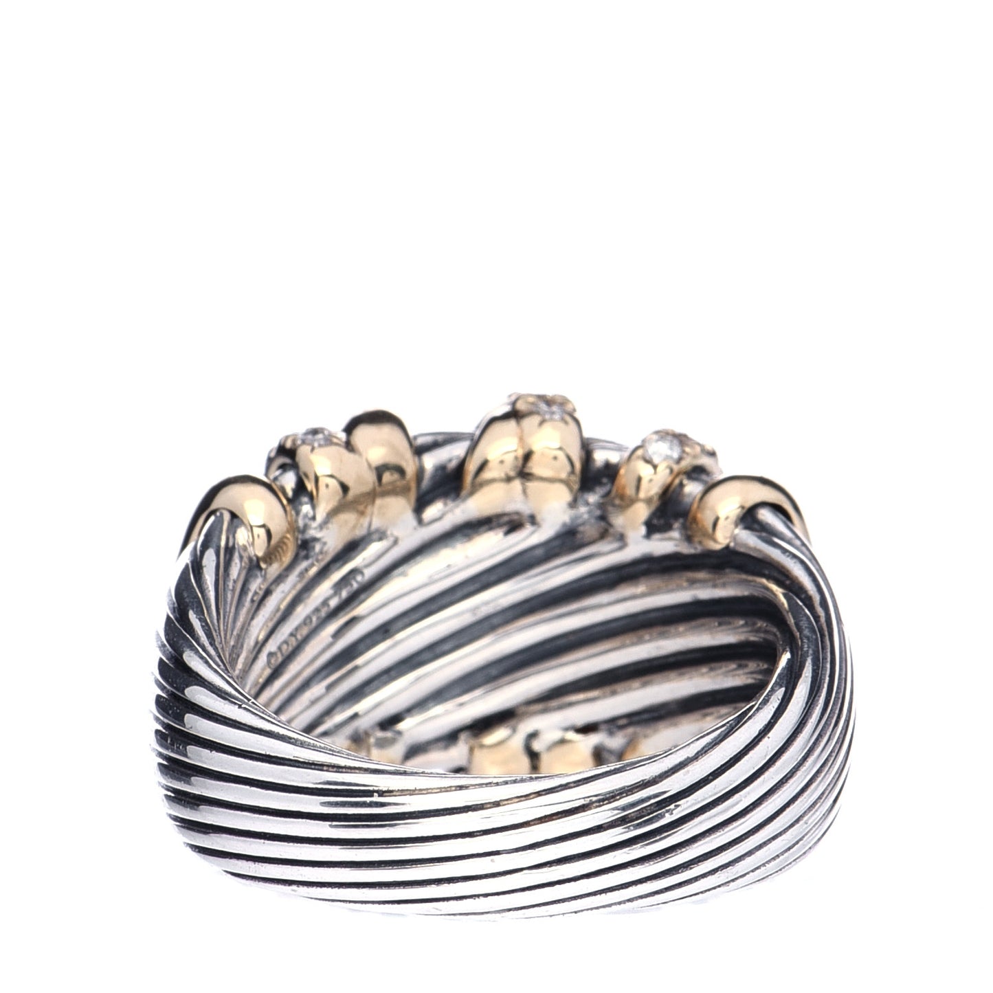 Sterling Silver 18K Yellow Gold Diamond 15mmm Helena Ring 57 8