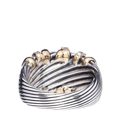 David Yurman Sterling Silver 18K Yellow Gold Diamond 15mmm Helena Ring 57 8 3 of 8