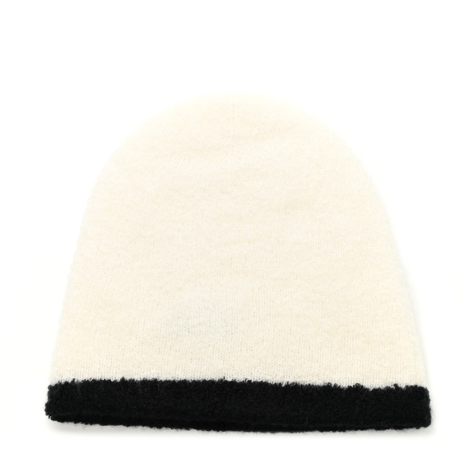 Chanel Cashmere Silk CC Beanie Hat White Black 3 of 4