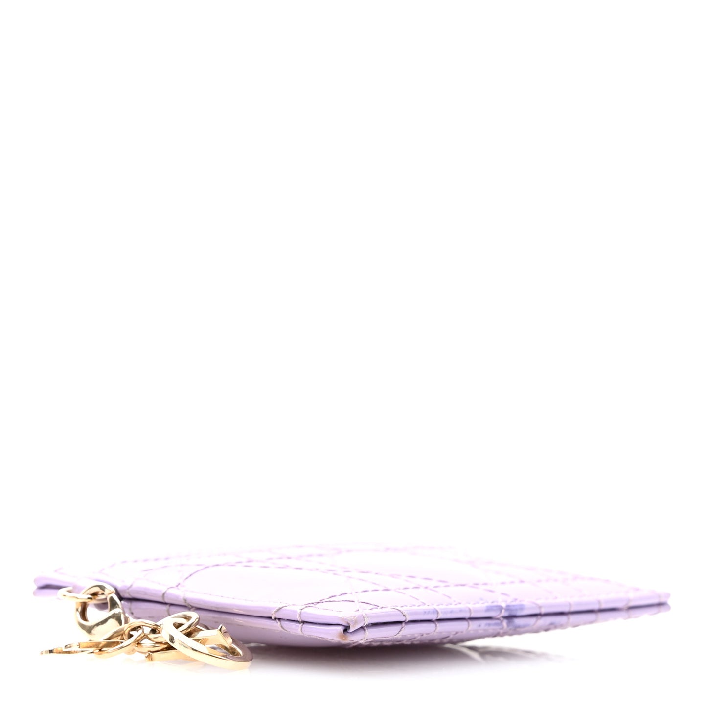 Patent Cannage Lady Dior Freesia Card Holder Lilac