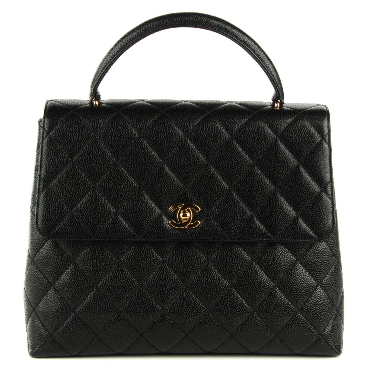 Caviar Quilted Jumbo Kelly Flap Black