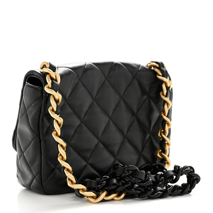 Chanel Lambskin Quilted Small Lacquered Chain Flap Black 3 of 13