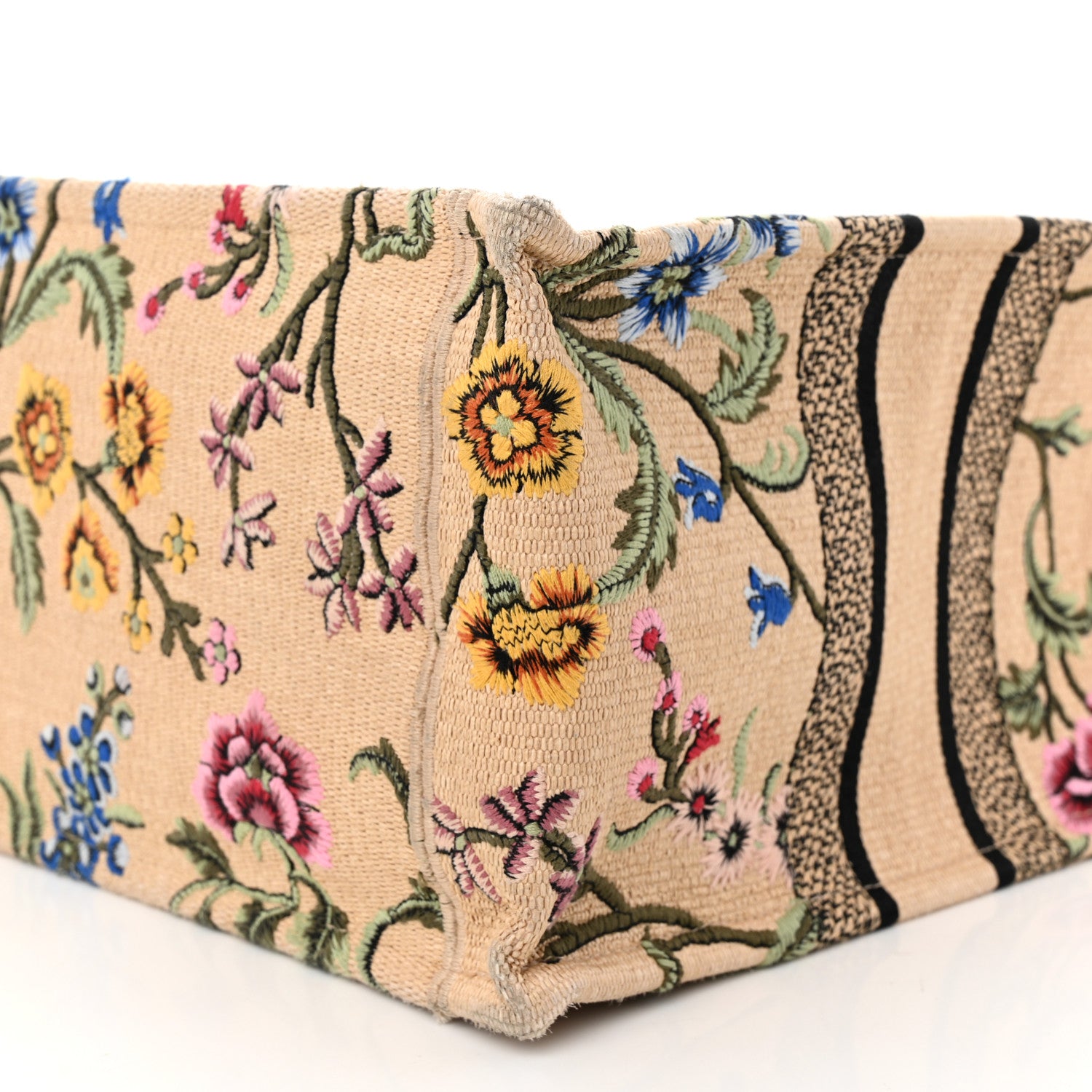 Christian Dior Raffia Embroidered Petites Fleurs Medium Book Tote Natural 10 of 11