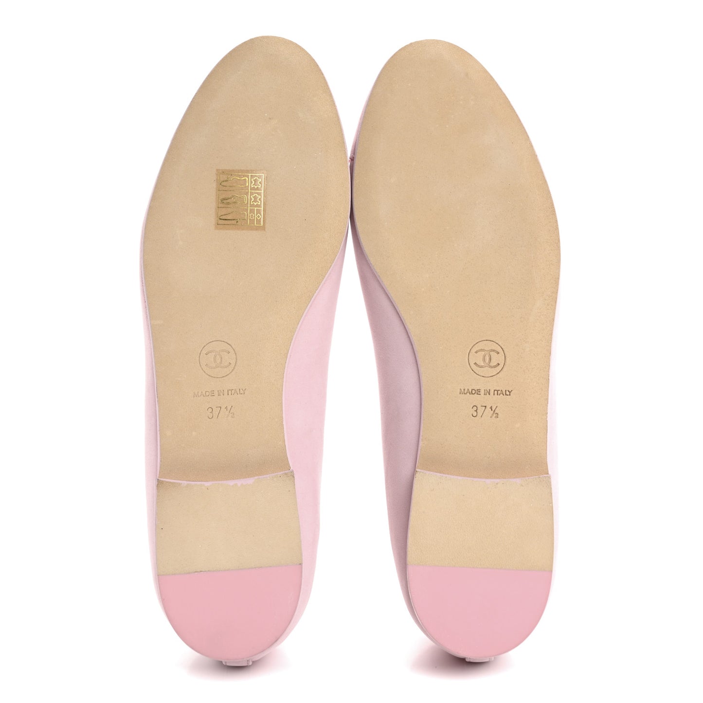 Suede Calfskin Cap Toe CC Ballerina Flats 37.5 Light Pink