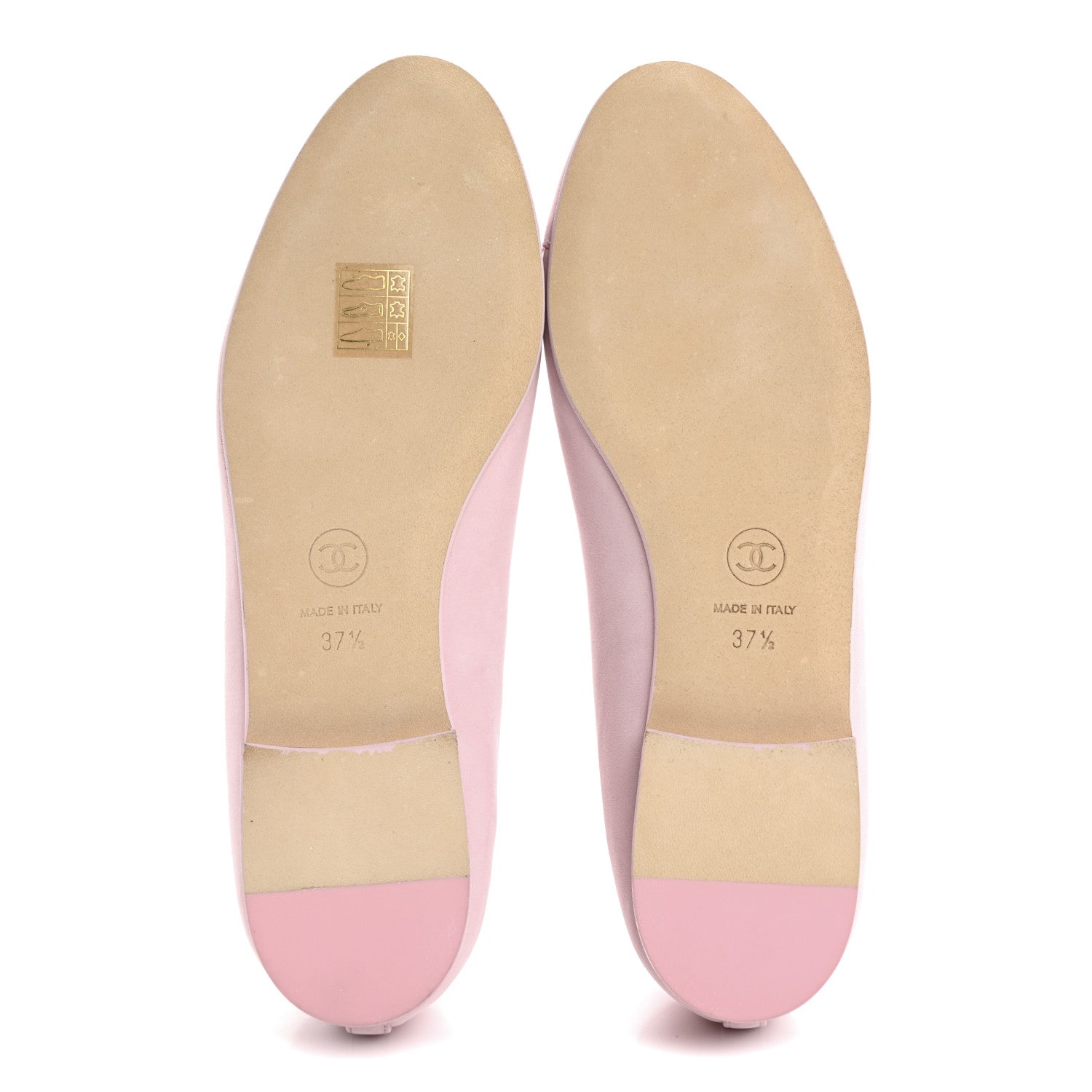 Chanel Suede Calfskin Cap Toe CC Ballerina Flats 37.5 Light Pink 6 of 10
