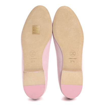 Chanel Suede Calfskin Cap Toe CC Ballerina Flats 37.5 Light Pink 6 of 10