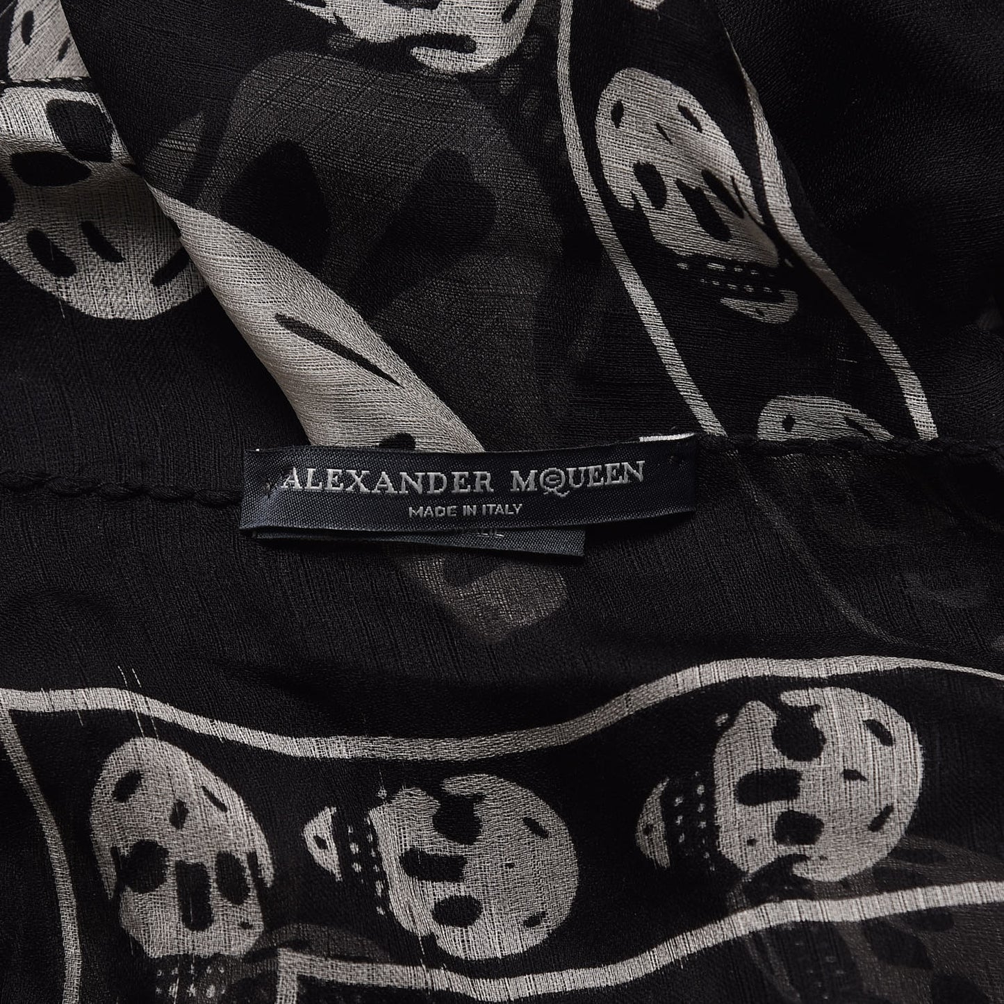 Silk Chiffon Skull Scarf Black Ivory