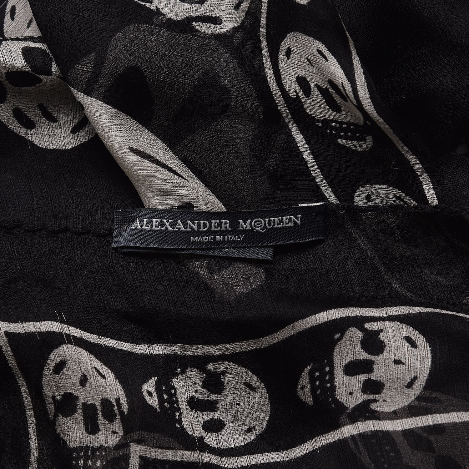Alexander McQueen Silk Chiffon Skull Scarf Black Ivory 3 of 5