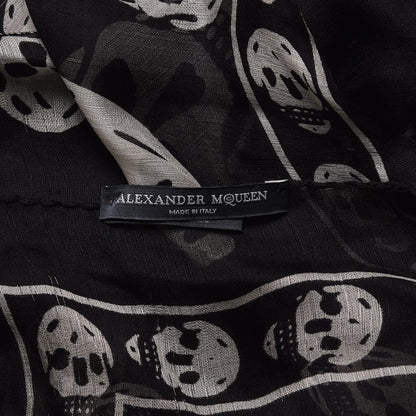 Alexander McQueen Silk Chiffon Skull Scarf Black Ivory 3 of 5