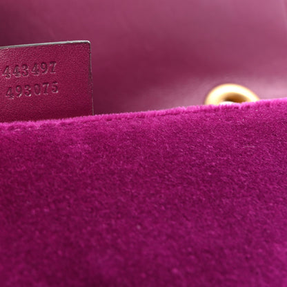 Gucci Velvet Matelasse Small GG Marmont Shoulder Bag Fuchsia Violet Cyclamen 7 of 10