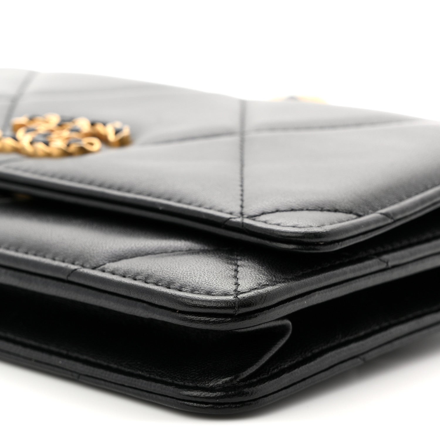 Chanel Lambskin Quilted Chanel 19 Wallet On Chain WOC Black 19 of 29