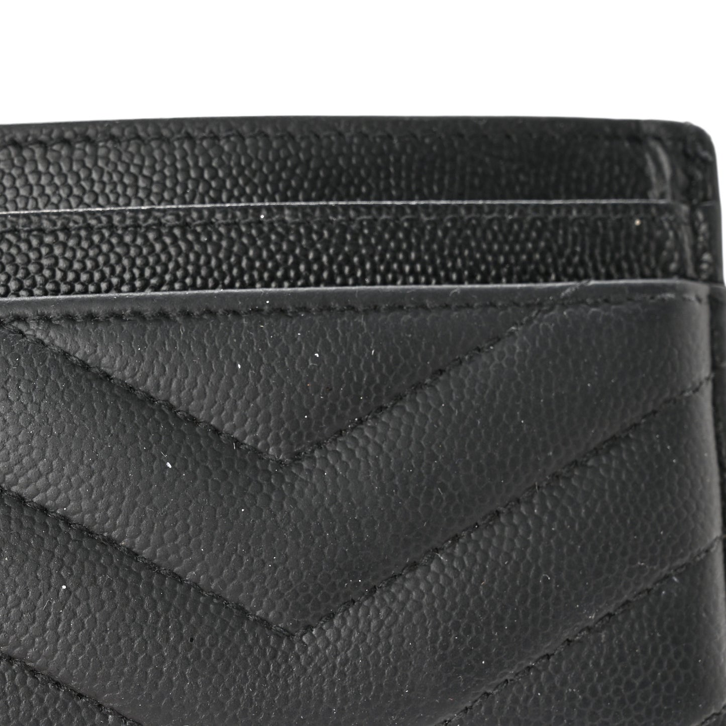 Grain De Poudre Matelasse Chevron Monogram Credit Card Case Black