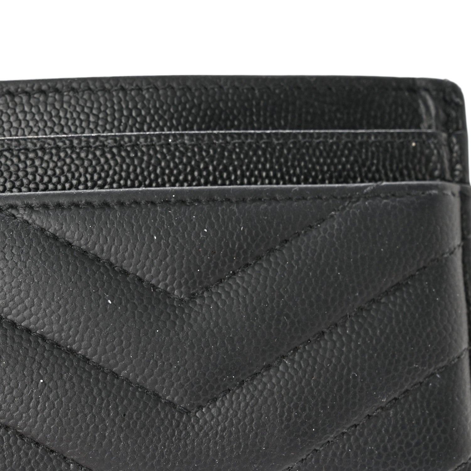 Saint Laurent Grain De Poudre Matelasse Chevron Monogram Credit Card Case Black 11 of 12