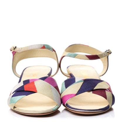 Chanel Fabric Camellia Embossed Sandals 39.5 Multicolor 2 of 12