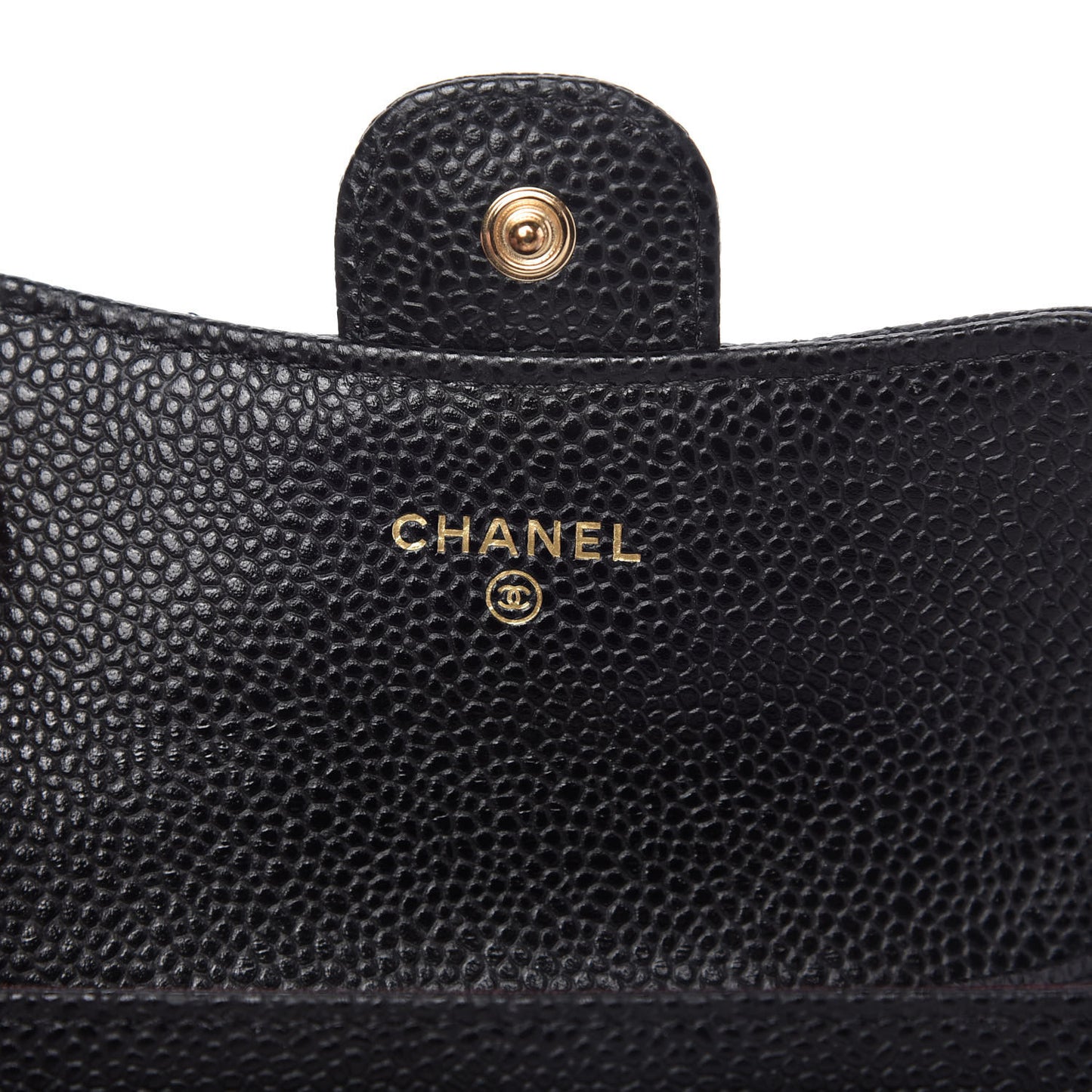 Caviar Quilted Flap Card Holder Wallet Black