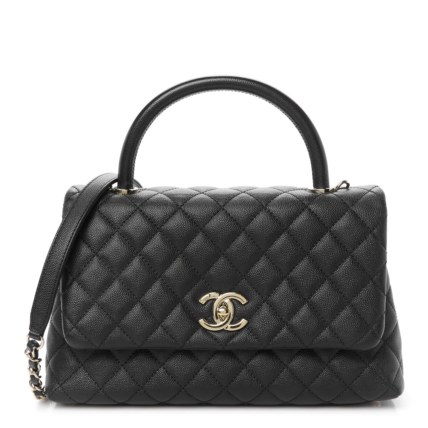 Caviar Quilted Small Coco Handle Flap Black