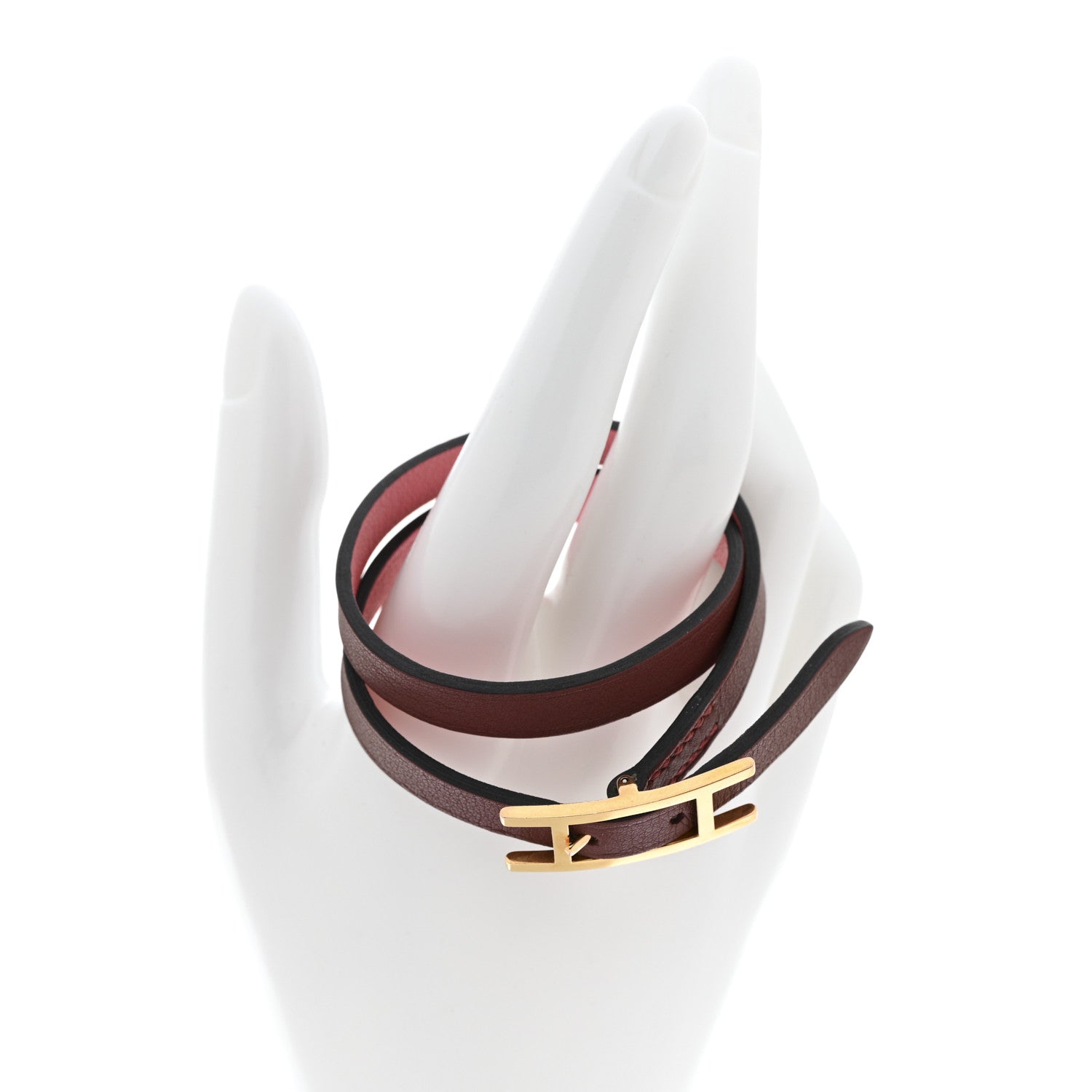 Hermes Swift Behapi Double Tour Reversible Bracelet T2 Rose Mexico Rouge H 2 of 5