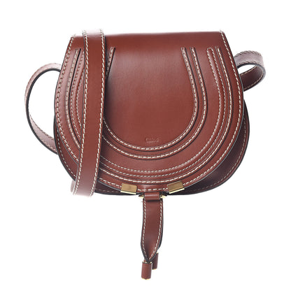 Chloe Shiny Calfskin Mini Marcie Round Crossbody Bag Sepia 1 of 9