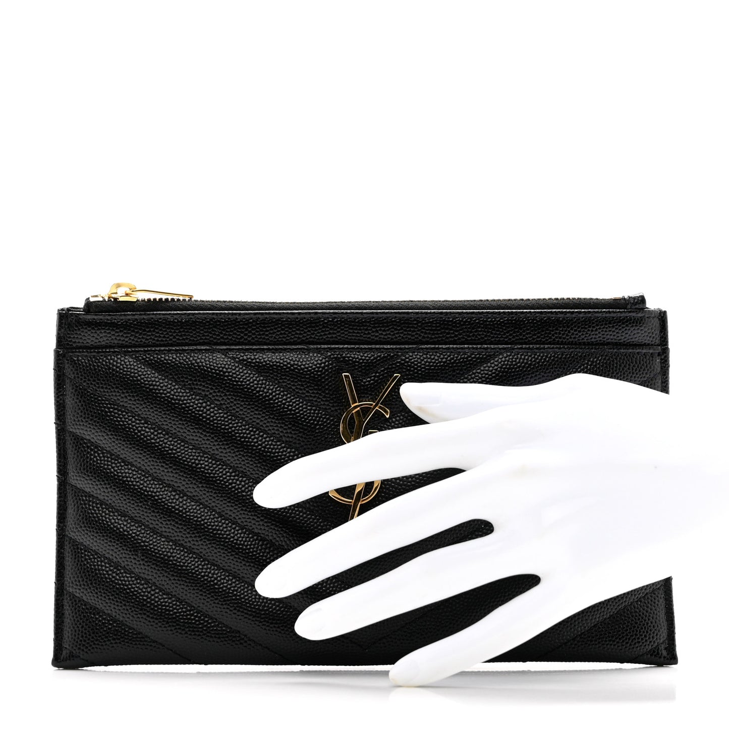 Grain De Poudre Chevron Monogram Bill Pouch Black