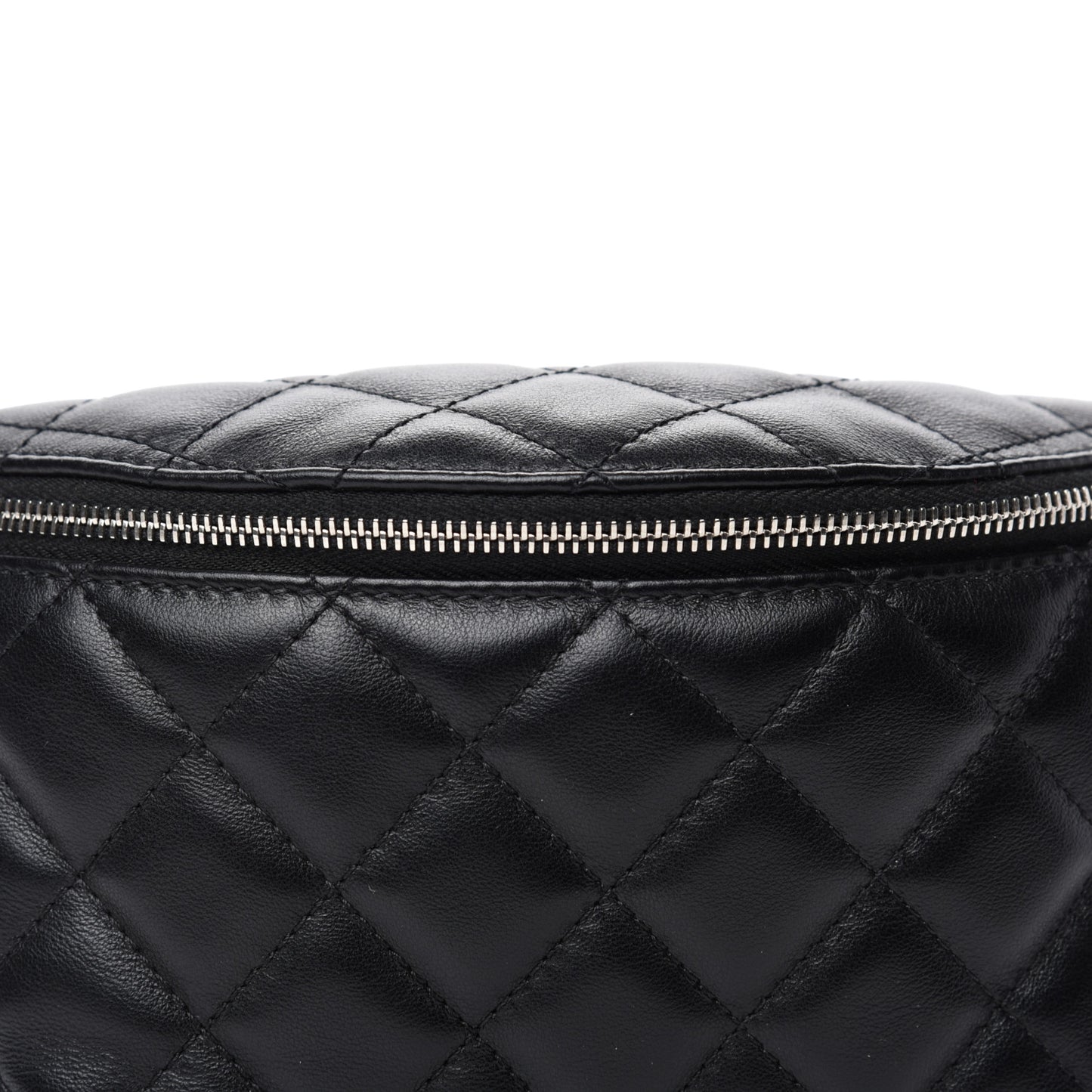 Grained Calfskin Quilted Waist Belt Bag Black