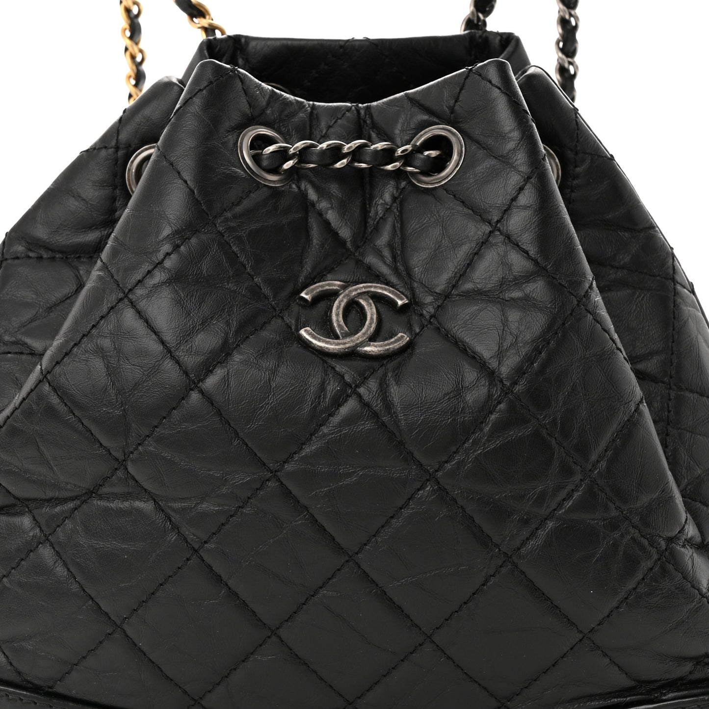 Aged Calfskin Quilted Small Gabrielle Backpack Black