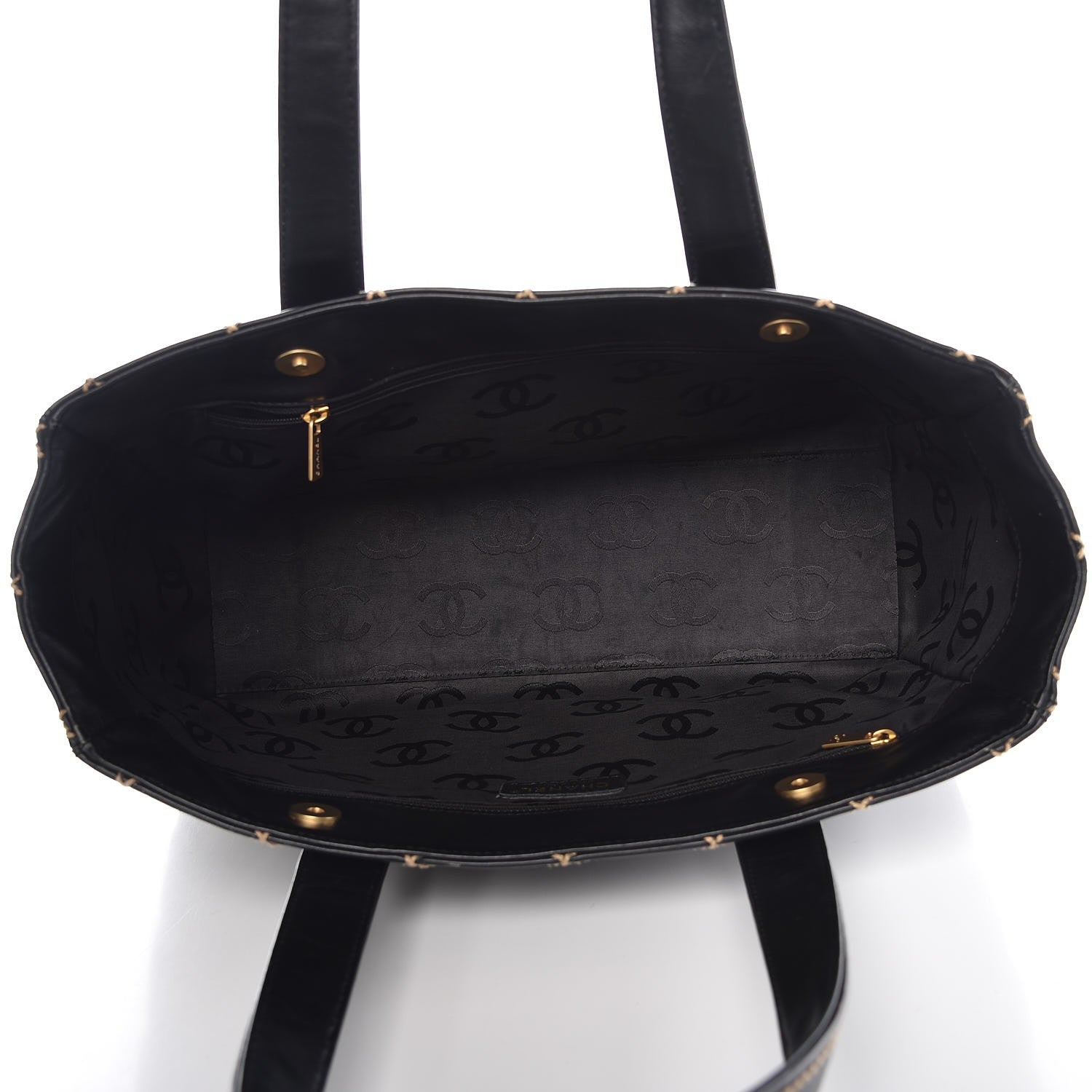Chanel Calfskin Contrast Stitch Surpique Tote Black 6 of 13