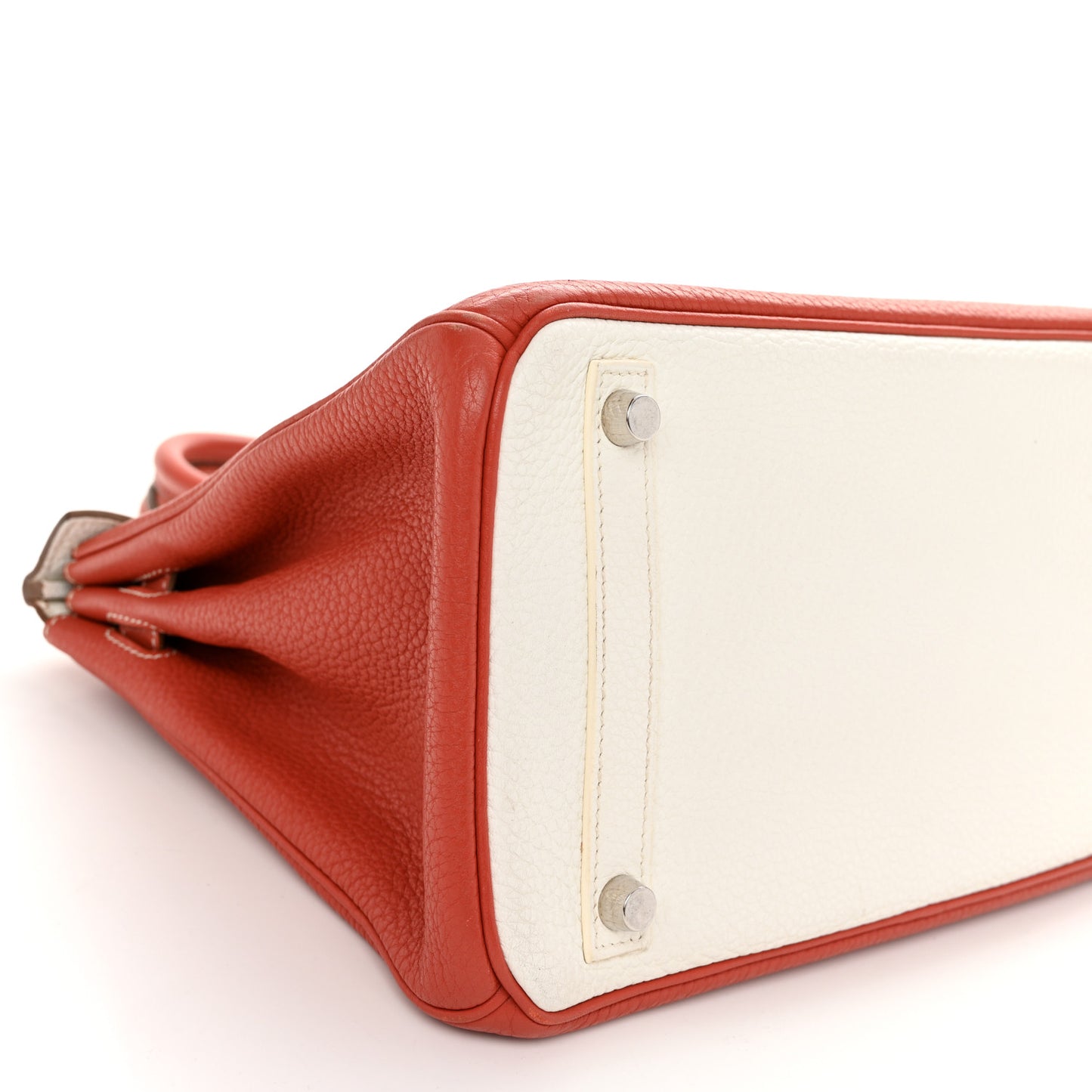 Taurillon Clemence Eclat Birkin 30 Sanguine White