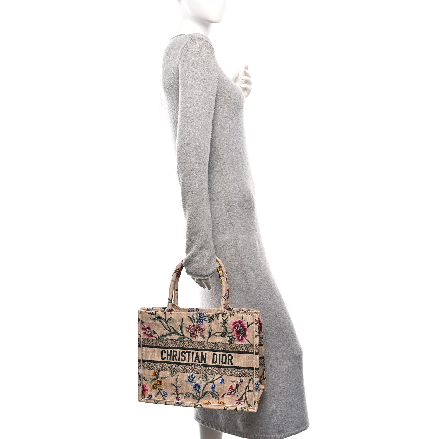 Christian Dior Raffia Embroidered Petites Fleurs Medium Book Tote Natural 2 of 13