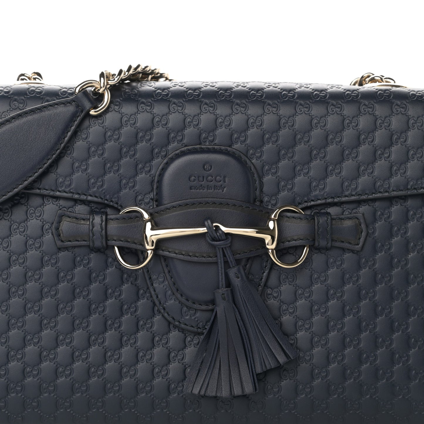 Soft Microguccissima Medium Emily Chain Shoulder Bag Blue