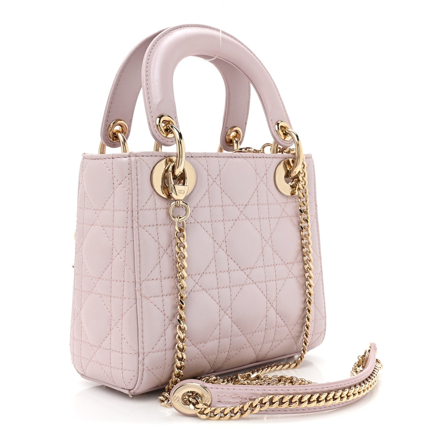 Metallic Lambskin Cannage Mini Lady Dior Lotus
