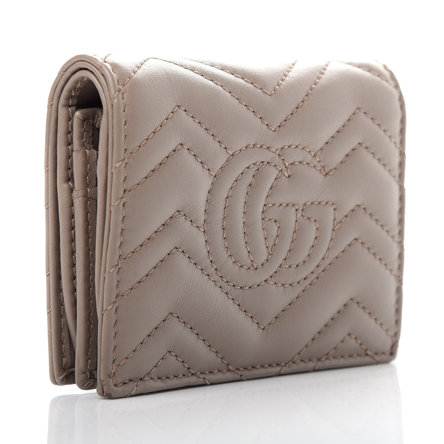 Calfskin Matelasse GG Marmont Card Case Wallet Porcelain Rose