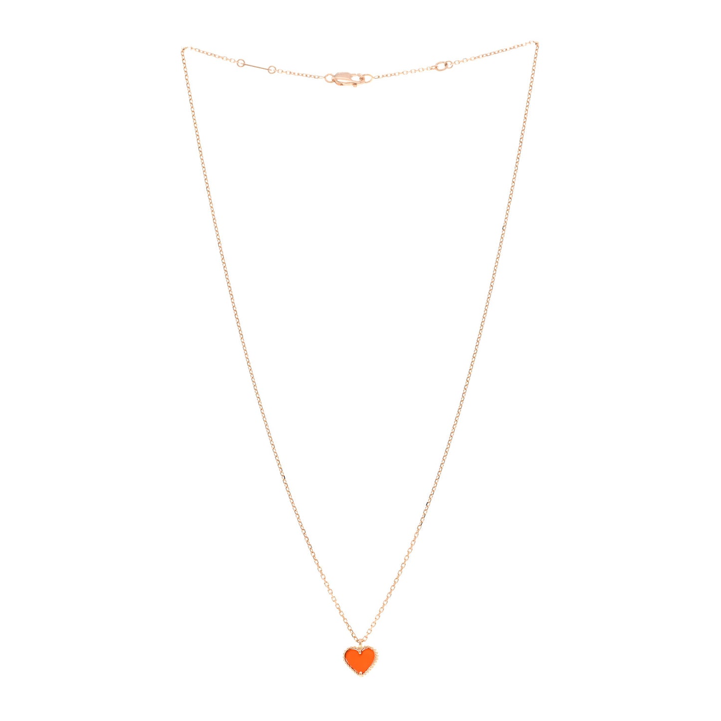 18k Rose Gold Carnelian Sweet Alhambra Heart Pendant Necklace