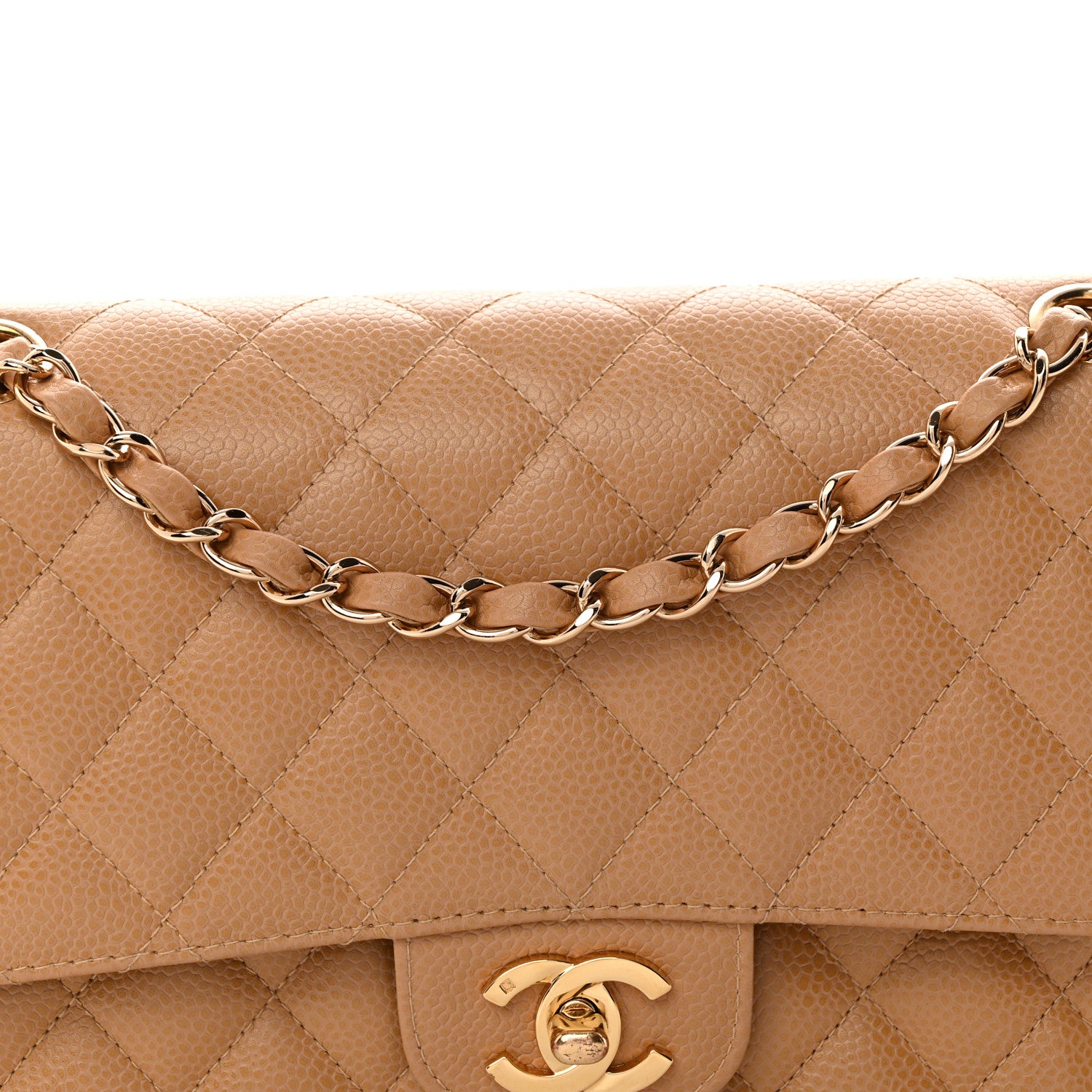 Chanel Caviar Quilted Medium Double Flap Beige 8 of 10