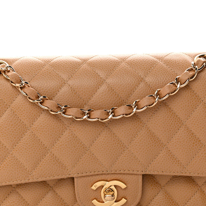 Chanel Caviar Quilted Medium Double Flap Beige 8 of 10