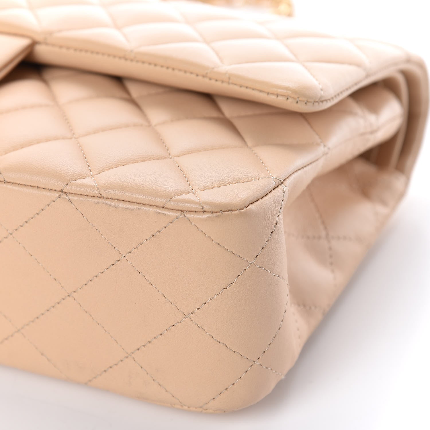 Chanel Lambskin Quilted Medium Double Flap Beige 9 of 14