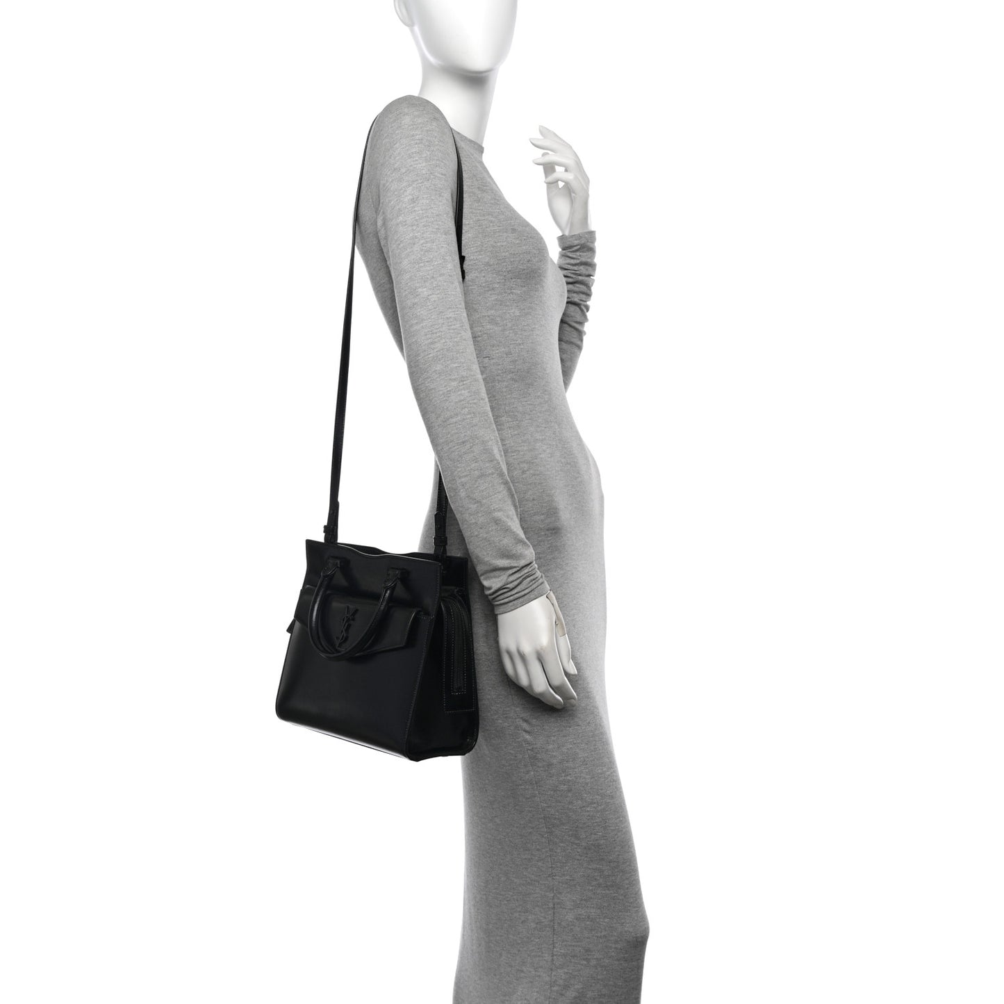 Shiny Calfskin Small Uptown Tote Black