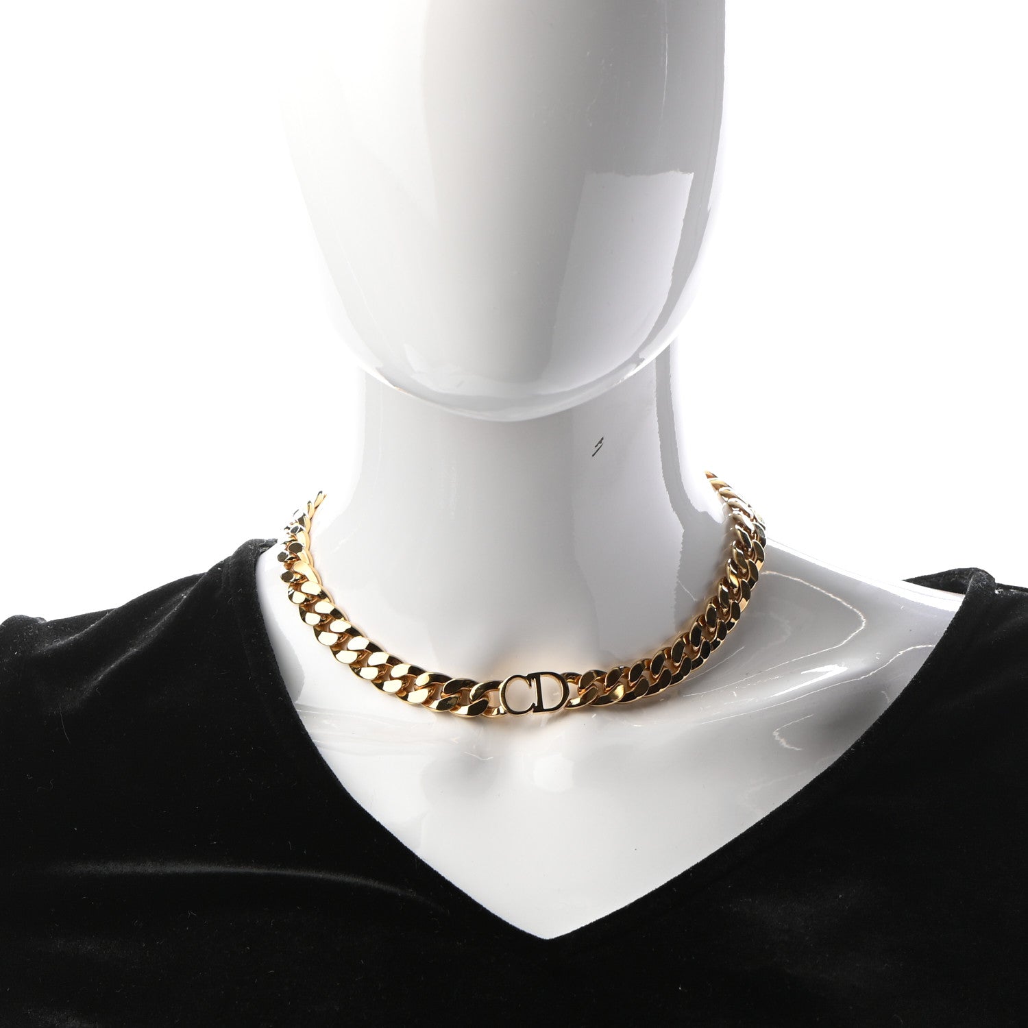 Christian Dior Metal CD Choker Necklace Gold 2 of 5