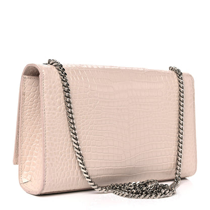 Saint Laurent Calfskin Crocodile Embossed Medium Classic Monogram Kate Tassel Satchel Powder Pink 3 of 16