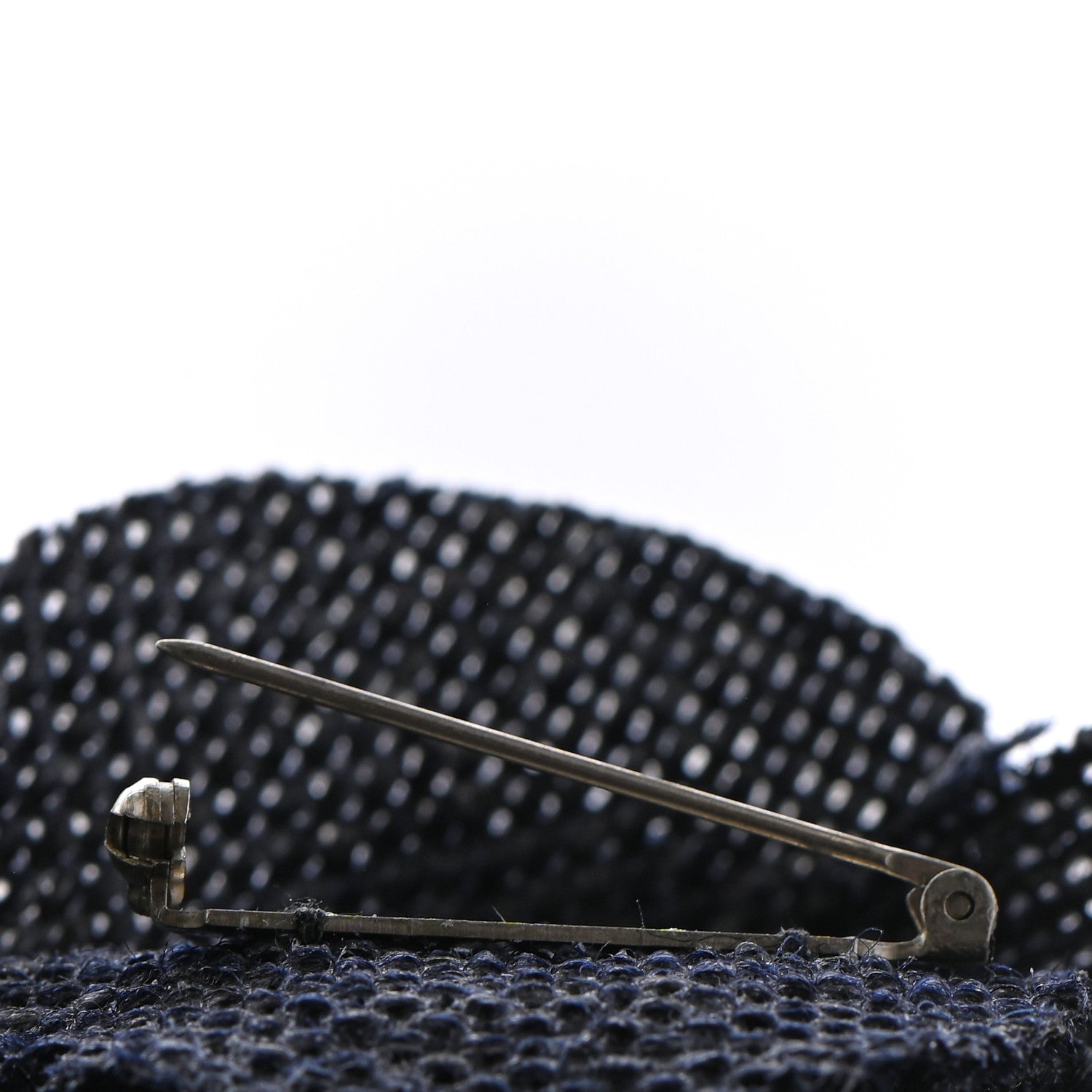 Chanel Tweed Camellia Pin Brooch Navy Blue 4 of 4