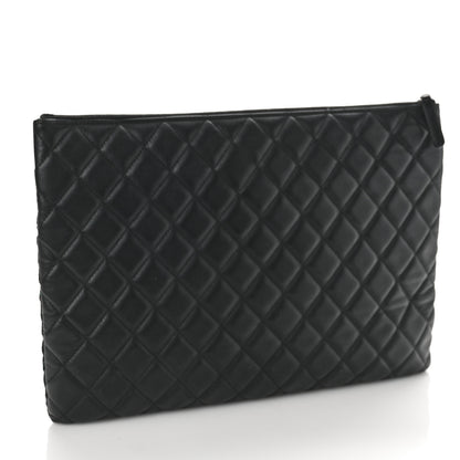 Chanel Lambskin Tweed Quilted Medium Flap Cosmetic Case Multicolor Black 3 of 12
