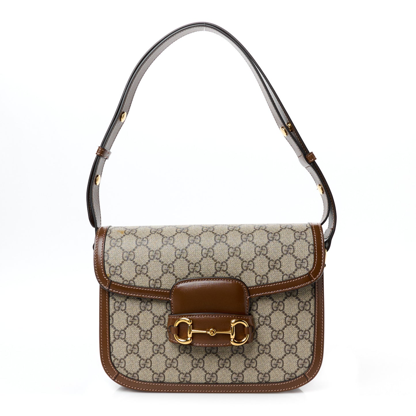 GG Supreme Monogram Horsebit 1955 Shoulder Bag Beige Brown Sugar