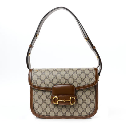 Gucci GG Supreme Monogram Horsebit 1955 Shoulder Bag Beige Brown Sugar 1 of 12