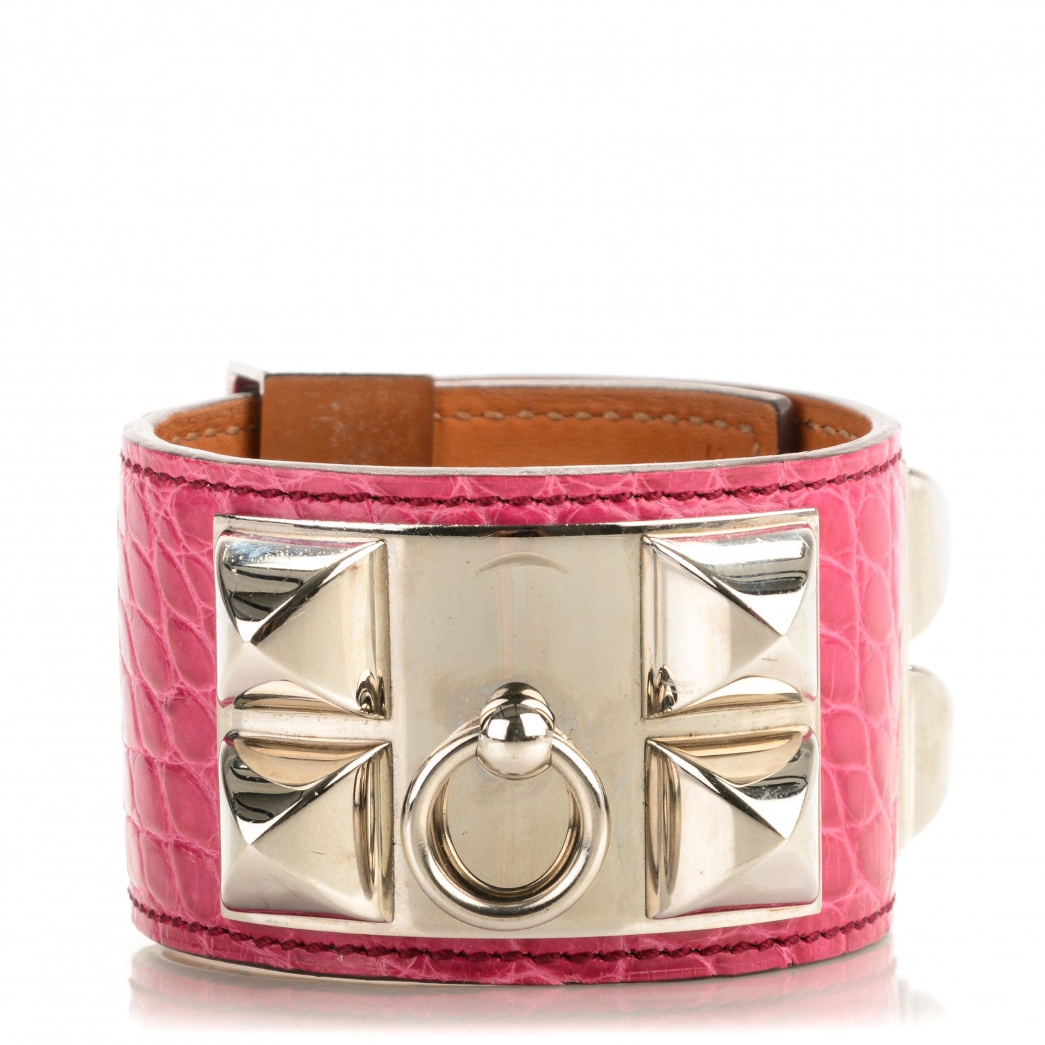 Hermes Shiny Alligator Collier De Chien CDC Bracelet S Fuchsia 1 of 7