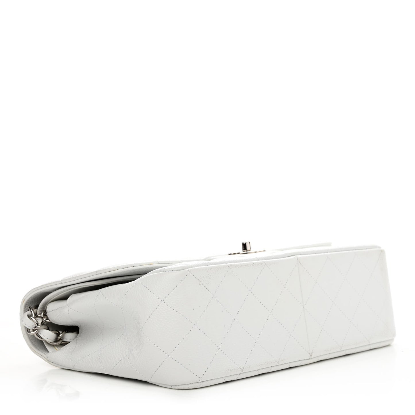 Caviar Quilted Jumbo Double Flap White