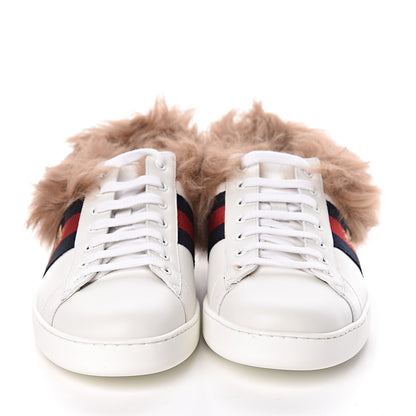 Gucci Calfskin Wool Web Bee Embroidered Mens Ace Sneakers 12 White 2 of 8