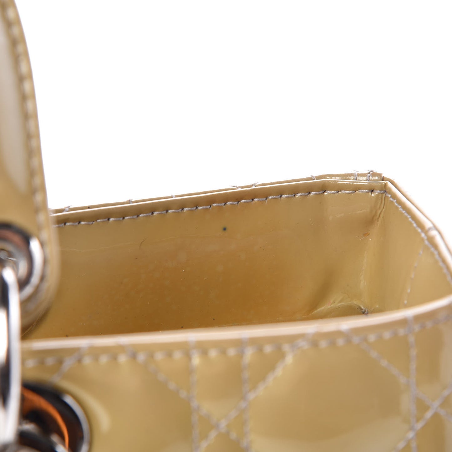 Patent Cannage Large Lady Dior Beige
